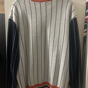 Zara Men's Crewneck Sweater - White, Navy, and Orange